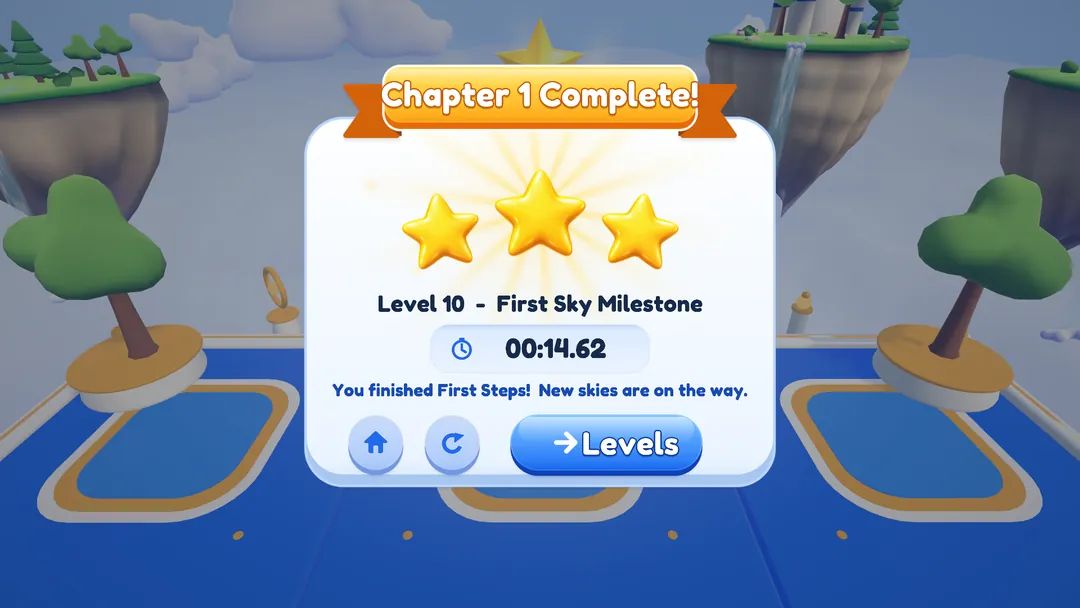 Capture from the development build: Chapter 1 complete.
