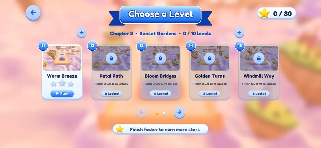 Capture from the development build: Sunset Gardens levels.