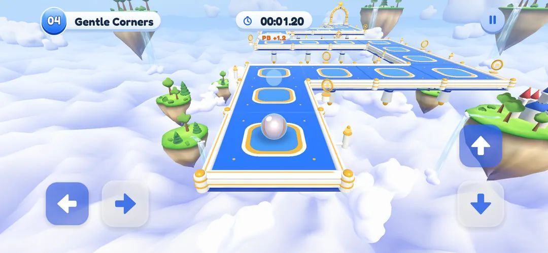 Gameplay in the development build with Dual Buttons: arrow buttons on both sides of the screen.
