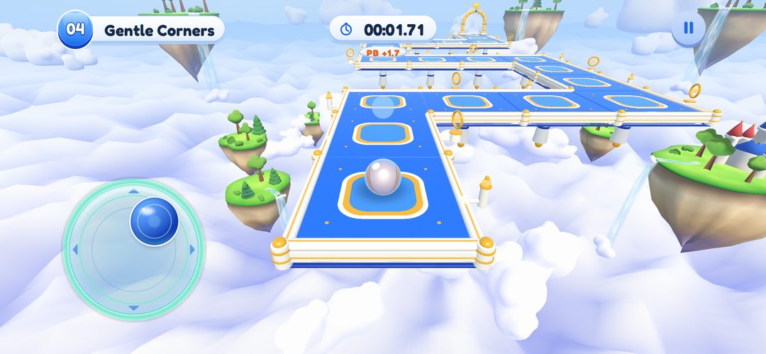 Editor capture of gameplay in the development build with the on-screen joystick held down on the left side.