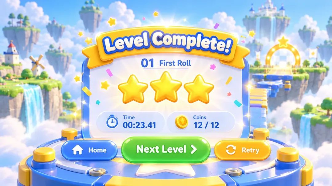 Concept art: Level complete. Not gameplay.